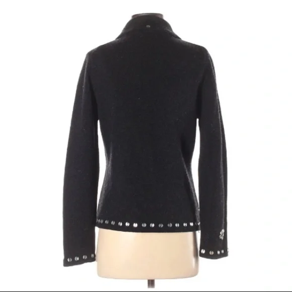 VINTAGE Lamb’s Wool Cardigan Open Front Jacket w Button Accents SUSAN MARTIN Sm - Picture 3 of 9